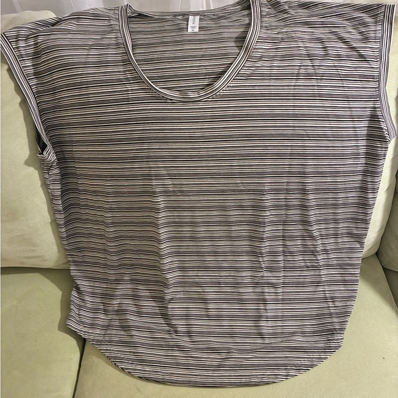 Athleta Tops - Athleta Stripe Tank XL Black/cream Striped Activewear Stretch Workout Outdoors